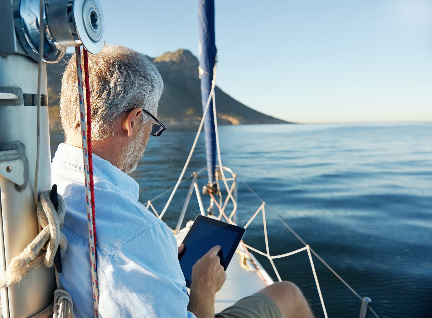tablet computer on boat